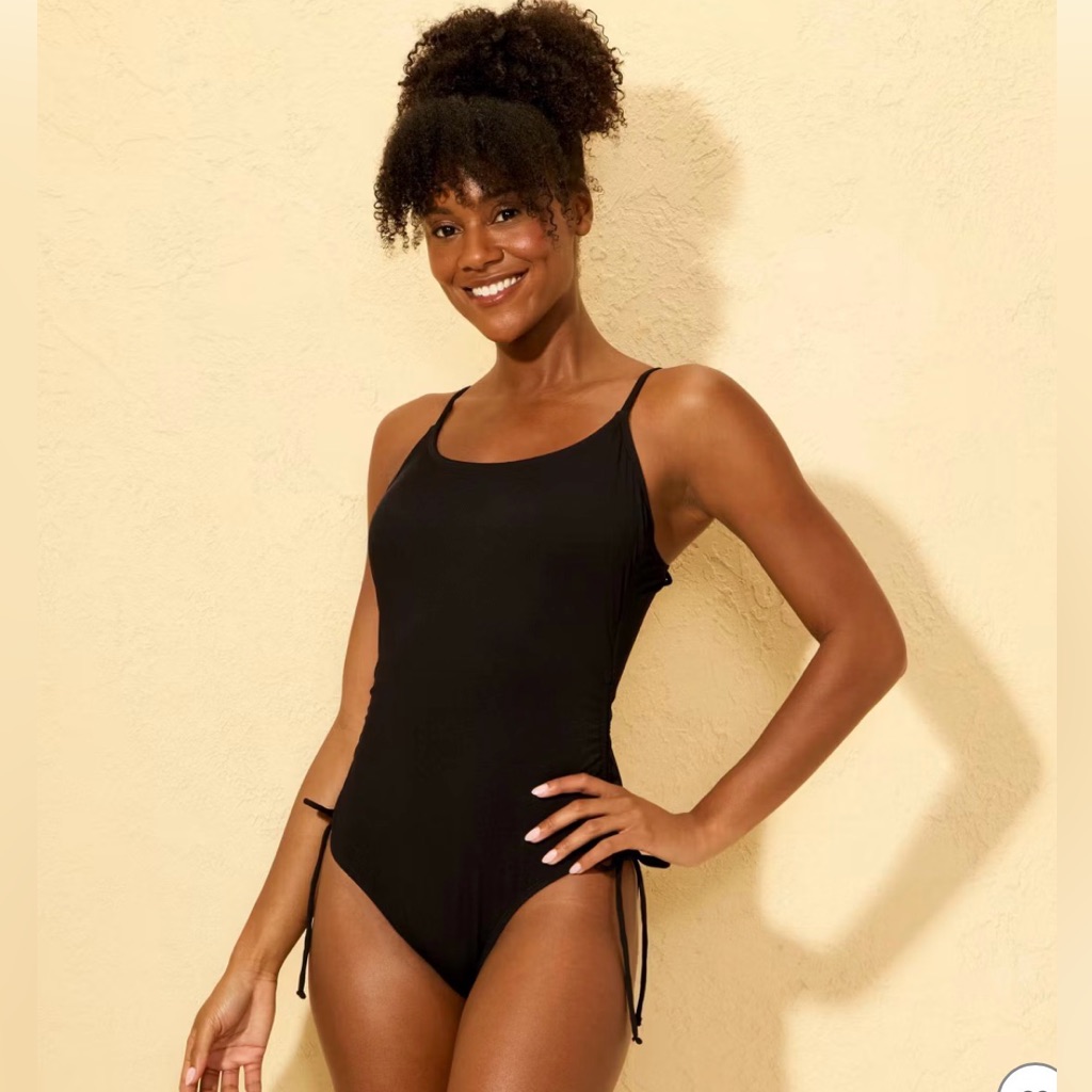 Women’s Ribbed Adjustable Drawstring Medium Coverage One Piece Swimsuit